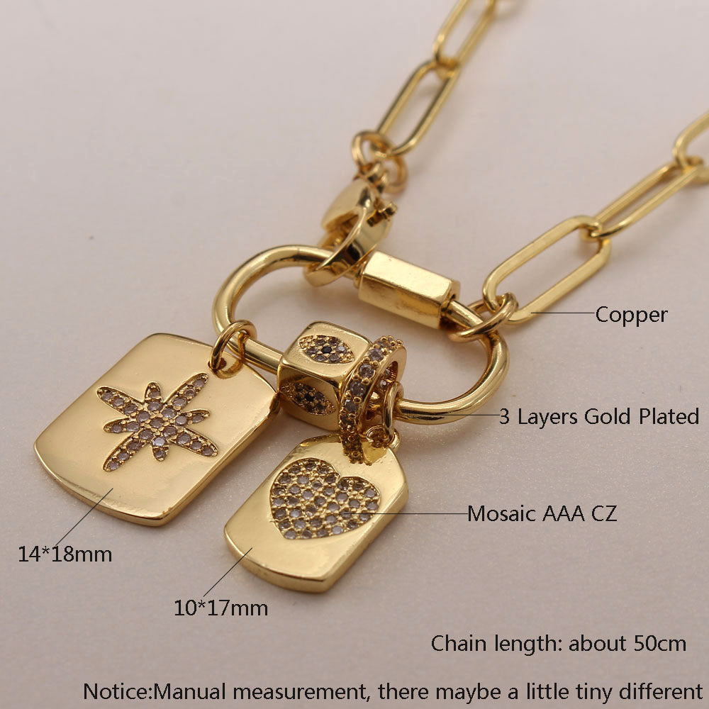 Wholesale Micropaved Zirconia Love Rectangular Necklace